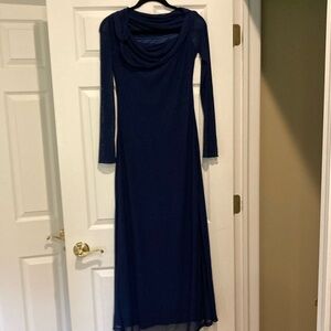 Elegant Navy Blue Long Sleeve Dress